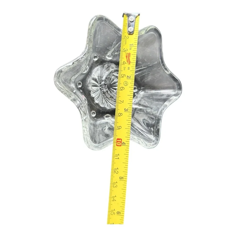Vintage Star Glass Candle Holder Set Clear Scalloped Taper Holders 2pc Celestial